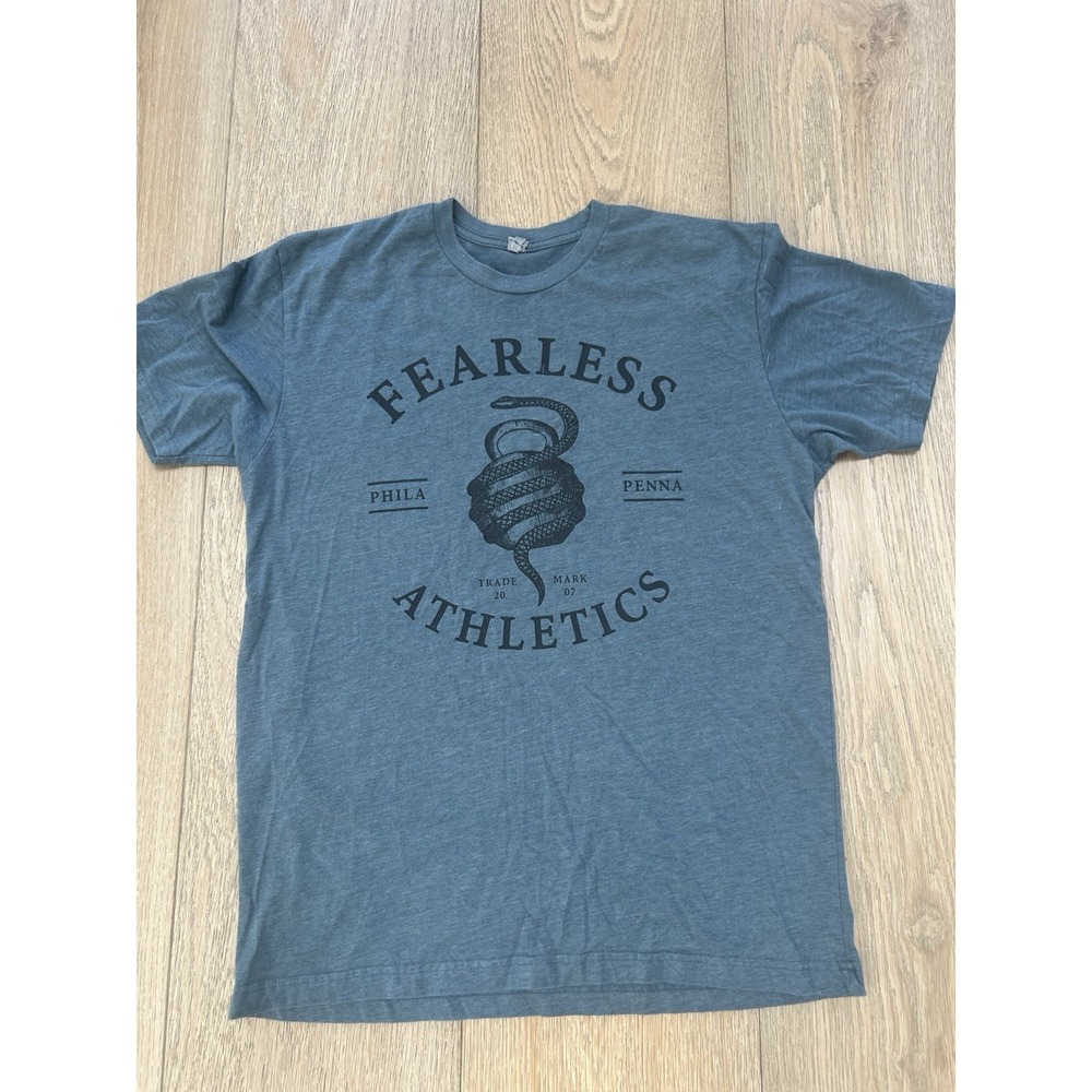 Fearless Athletics  Blue/Gray Tee Shirt Size Large Excellent Condition